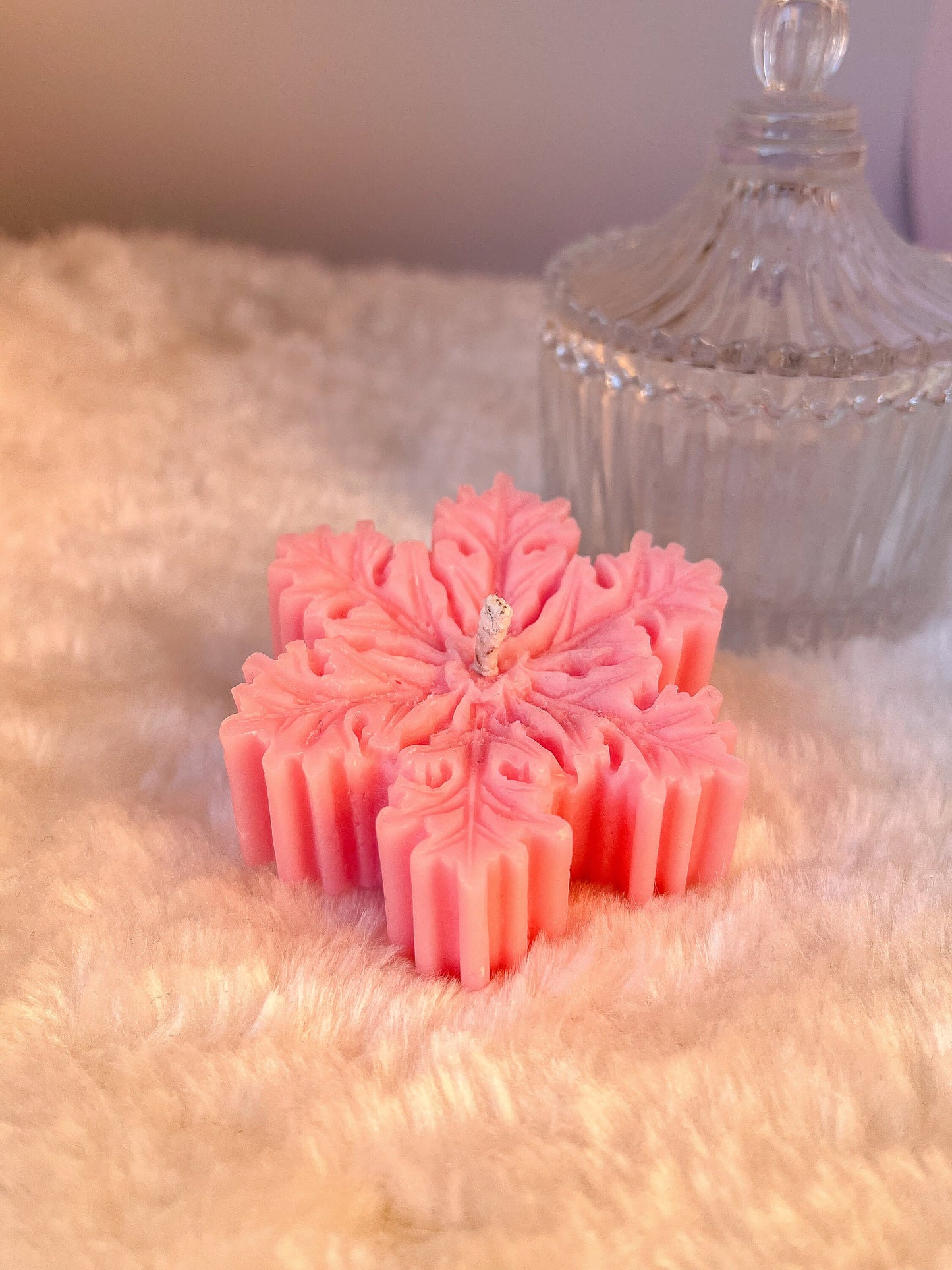 Schneeflocken Kerze rosa