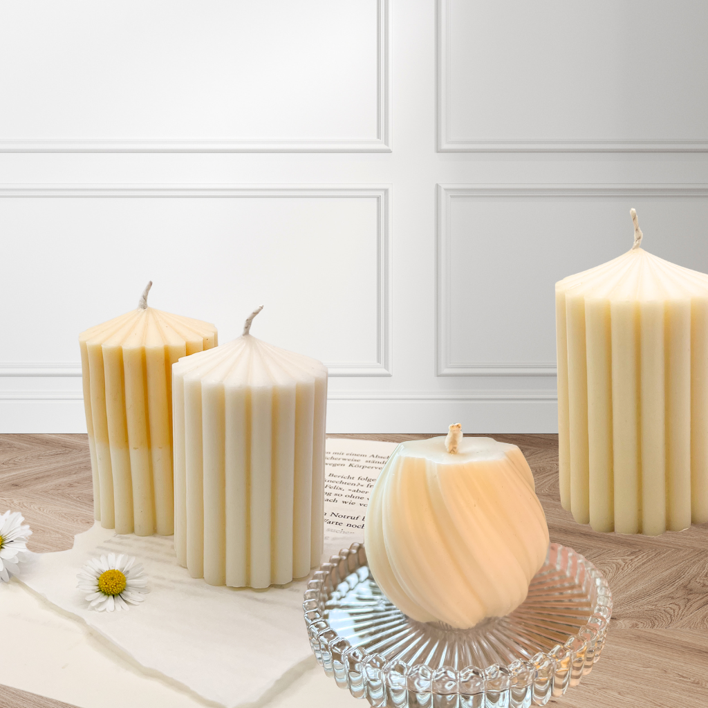 schöne stumpenkerzen pillarkerzen mit rillen minimalistische kerzen adventskalender kerzen lumierethecandle münchen