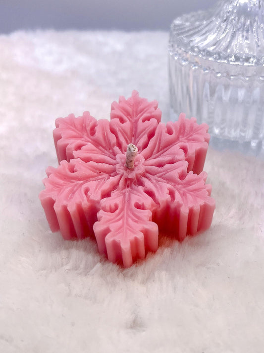 Schneeflocken Kerze rosa