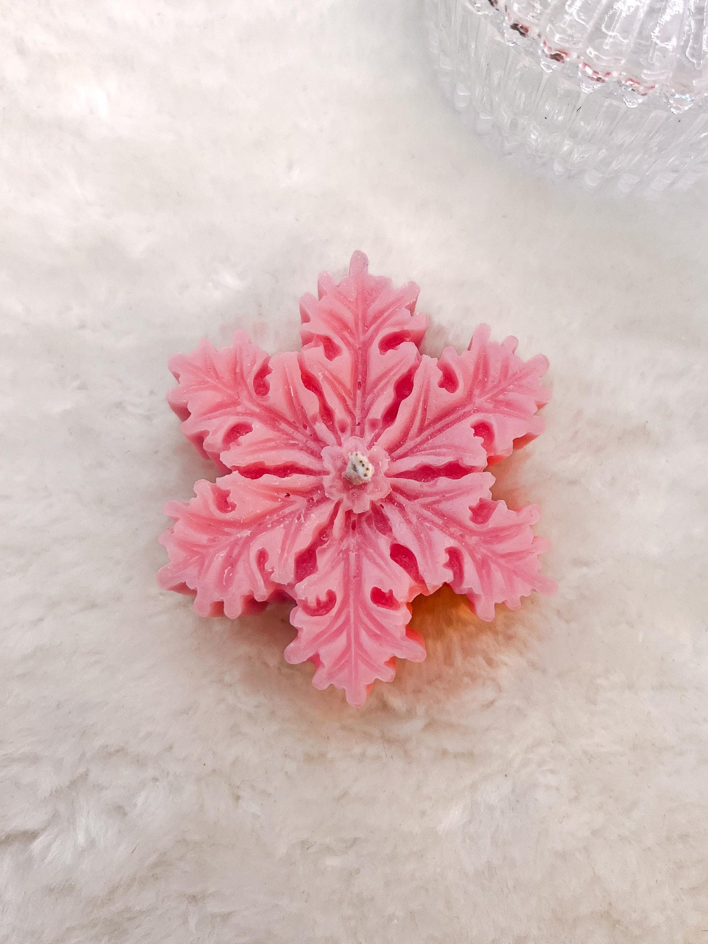 Schneeflocken Kerze rosa