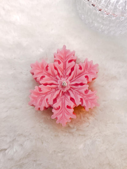 Schneeflocken Kerze rosa