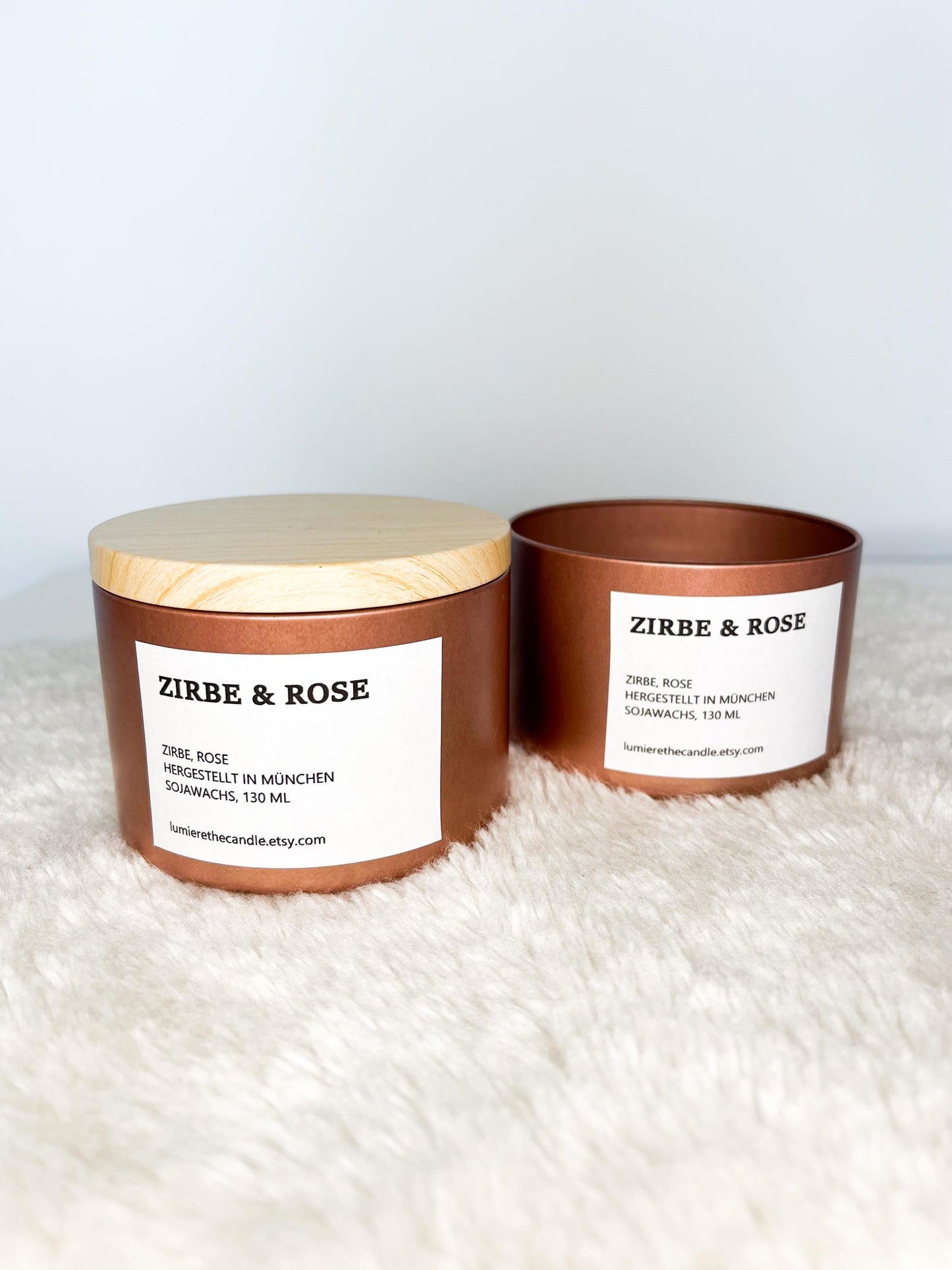 Zirbenkerzen Zirbe Rose mit Holzdocht 